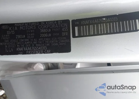 2016 Kia Forte Lx из США, поврежденный, VIN KNAFX4A67G5541315